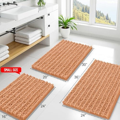 Smiry Bathroom Rugs 36X24, Extra Soft Rubber Backing Chenille Bath Mats