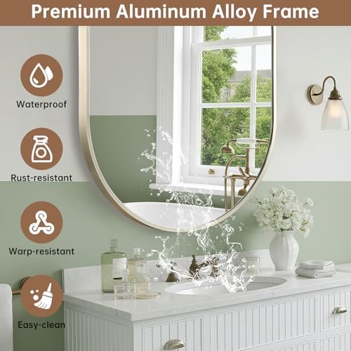 Brushed Nickel Mirror, 24"x36" Oval Bathroom Mirror, Oval Mirror