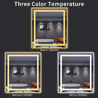 LOAAO 32"X36" LED Bathroom Mirror with Lights, UL Listed