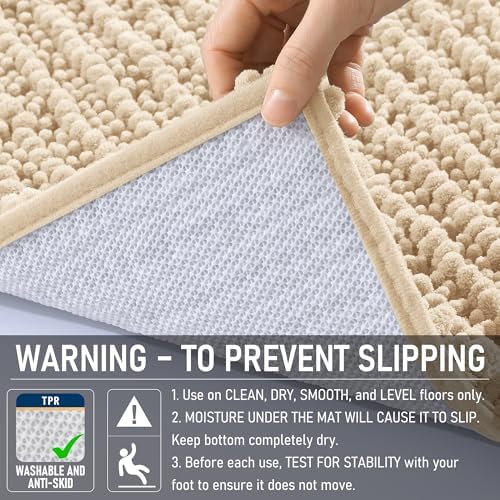 OLANLY Bathroom Runner Rugs 47x20, Thick Soft Absorbent Chenille Bath Rugs