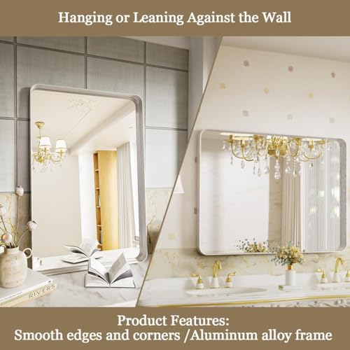 VooBang Bathroom Mirror 24"x32", Silver Gorgeous Deep Frame Wall Mirror