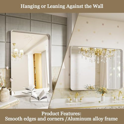 VooBang Bathroom Mirror 24"x32", Silver Gorgeous Deep Frame Wall Mirror