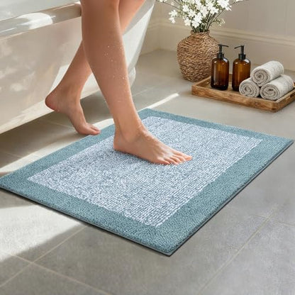 Bathroom Rugs 24x17 Non Slip Washable, Soft Absorbent Bath Mat Dusty Blue