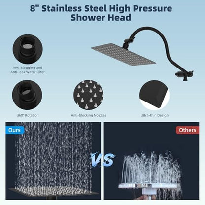 Hibbent All Metal cUPC Certified High Pressure Rainfall 8'' Shower Head