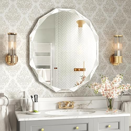 30x36 Inch Bathroom Mirrors for Over Sink, Round Frameless Mirrors for Wall