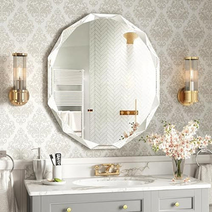 30x36 Inch Bathroom Mirrors for Over Sink, Round Frameless Mirrors for Wall