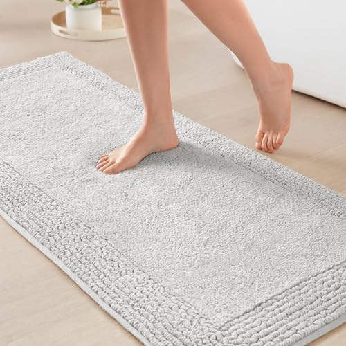 Madison Park Splendor Reversible 100% Cotton Bath Runner, 24 x 60, Grey
