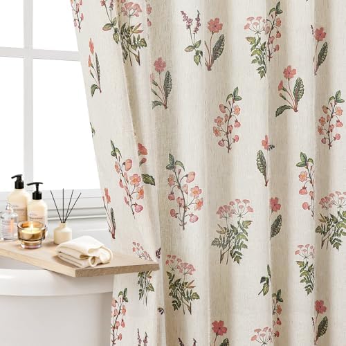 Colorful Star French Country Floral Linen Shower Curtain, 72" W x 72" L