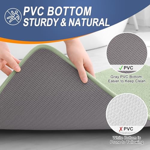 OLANLY Memory Foam Bathroom Runner Rugs 59x20, Long Bath Mats, Sage Green