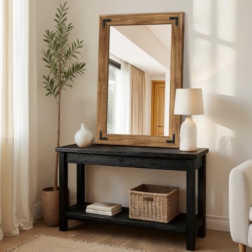 Bathroom Mirror for Wall, 24" x 36" Wooden Vanity Mirror