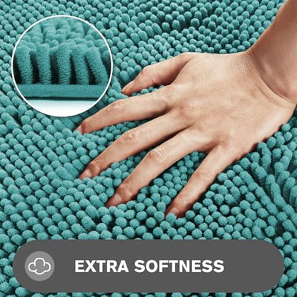 Small Bathroom Rug 12"x12" – Washable and Absorbent Mini Bath Mat, Non Slip, Thick Soft Chenille Bath Rugs for Bathroom, Shower, Locker Rug(Teal)