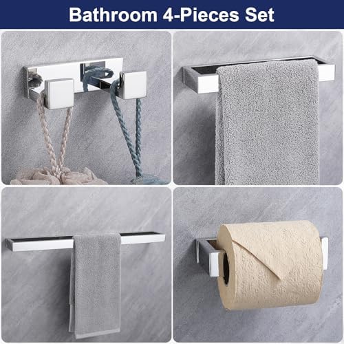 Lairuier Polished Chrome Bathroom Hardware Accessories, 4PCS Towel Bar Set