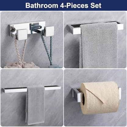 Lairuier Polished Chrome Bathroom Hardware Accessories, 4PCS Towel Bar Set