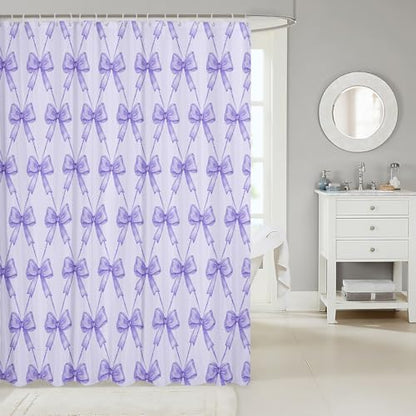 jejeloiu Cute Bow Bathroom Accessories 72"x72" Purple Bowknot Shower Curtain for Bathroom Decor for Kids Boys Girls Kawaii Bath Curtain Waterproof Polyester Fabric for Stalls Bathtubs Princess