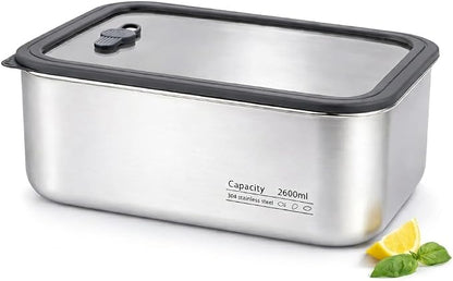 Stainless Steel Food Storage Container-2600ml Leakproof, Airtight Stainless-Steel Bowl with Lid, Freezer/Dishwasher/Microwave Safe Container, Durable & Stackable Stainless Steel Container with Lid