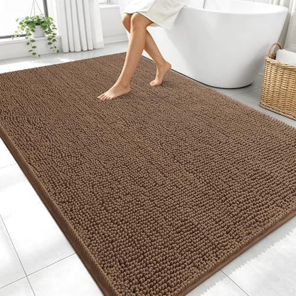 OLANLY Large Bathroom Rugs 70x46, Extra Soft Absorbent Chenille Bath Rugs
