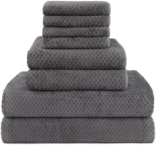 HOMEXCEL 8PK Bath Towel Set, Soft Absorbent, 2 Bath, 2 Hand, 4 Wash, Grey
