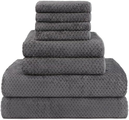 HOMEXCEL 8PK Bath Towel Set, Soft Absorbent, 2 Bath, 2 Hand, 4 Wash, Grey