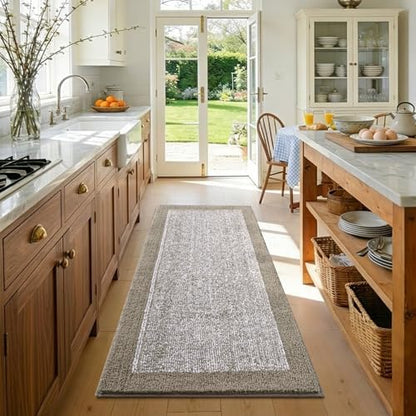 48x24 Long Bathroom Rugs Non Slip Washable, Soft Absorbent Bath Mat Greige