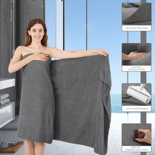 8 Piece Bathroom Towel Set Dark Gray |2 Oversized Large Bath Towels Sheet,2 Hand Towels and 4 Washcloths| 600GSM Ultra Soft Luxury Premium Towel Set Highly Absorbent Quick Dry Hotel Towel Collection