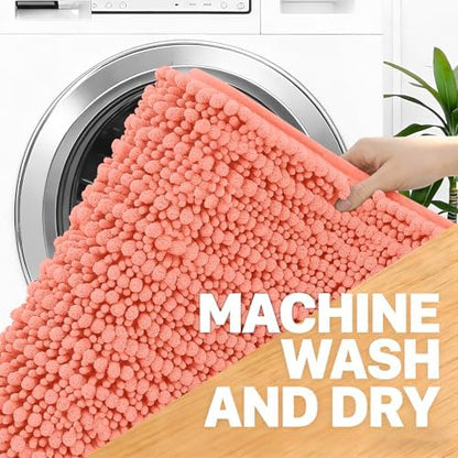 OLANLY Bathroom Runner Rugs 47x20, Thick Soft Absorbent Chenille Bath Rugs