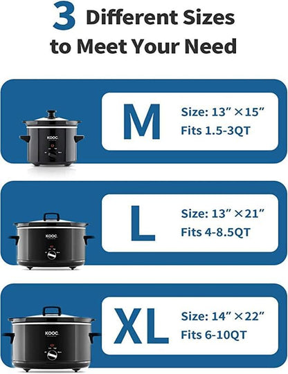 KOOC Slow Cooker Liners 14"x22" 10 Count Extra Large Size Disposable Pot Liners Christmas Cooking Bags Fit 6 qt to 10 qt Pot BPA Free Fresh Locking Seal Design