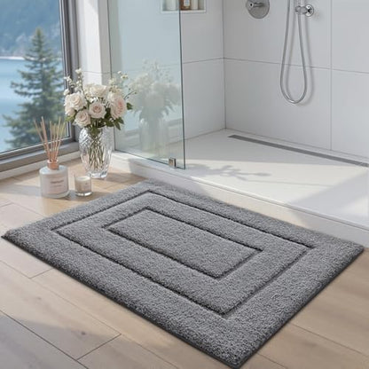 DEXI Bathroom Rugs 32x20, Non-Slip and Absorbent Bath Mat, Grey