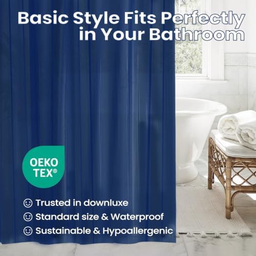 downluxe Shower Curtain Liner, PEVA Plastic Shower Liner with 3 Magnets, 72" x 72" Waterproof Bathroom Curtain, Navy, 1 Pack