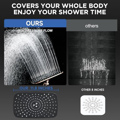 Veken Rose Gold 11.8" High Pressure Shower Head with Handheld, Easy Install