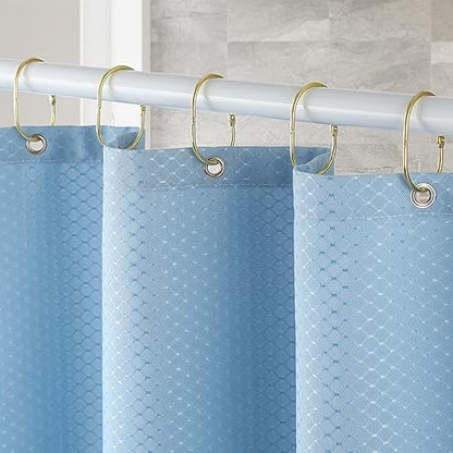 Goowin Shower Curtain Rings, 12 Pcs Shower Curtain Hooks, Oval Snap Shower Rings for Curtain, Metal Gold Shower Curtain Rings Rust Proof, Glide Smoothly Shower Hooks for Shower Curtain Rod (Gold)