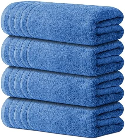 Avalon Towels Bath Towels Set of 4, Size 30 x 60 Inches - 60% Cotton, 40% Viscose Made from Bamboo, Soft and Absorbent, Quick Drying, Lightweight, Perfect for Daily Use