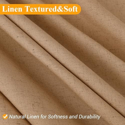 Naturoom Linen Shower Curtain 72 Inch Long for Bathroom Camel 1 Panel