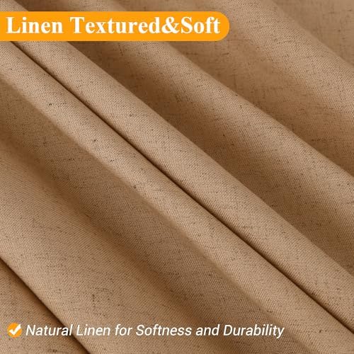 Naturoom Linen Shower Curtain 96 Inch Long for Bathroom Camel 1 Panel
