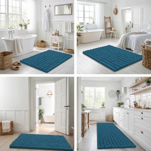 Smiry Bathroom Rugs 40X32, Extra Soft Rubber Backing Chenille Bath Mats