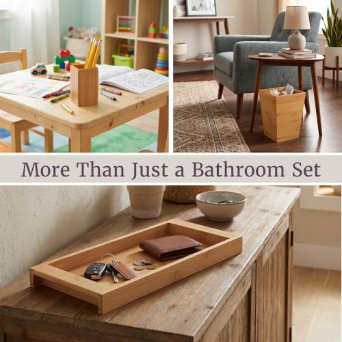 Lavish Home Bathroom Decor Set, Natural, 5-Piece-Set