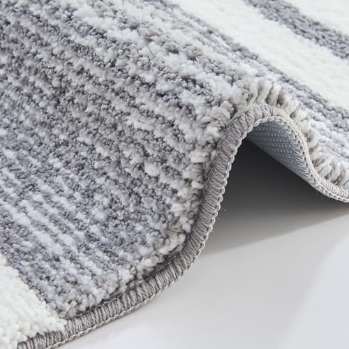 CozeCube Grey Striped 24"x16" Non Slip Washable Bath Mat
