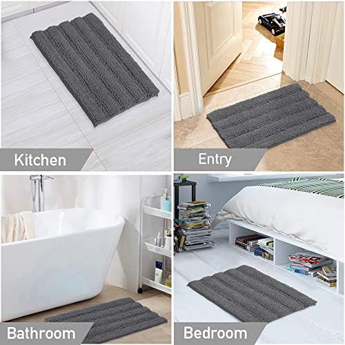 2 Piece Bathroom Rug Set with Toilet Mat, Soft Absorbent Chenille, Non-Slip