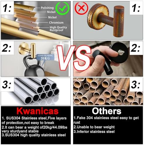 5 Pieces Brushed Gold Bathroom Hardware Accessories Set, SUS304 Stainless Steel 24 Inch Bath Towel Bar Set, Round Bathroom Towel Holder Set, Towel Racks for Bathroom Wall Mounted