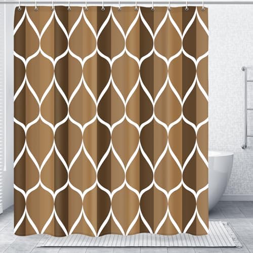 Gelbchu Geometric Shower Curtain for Bathroom, Brown, 72x72