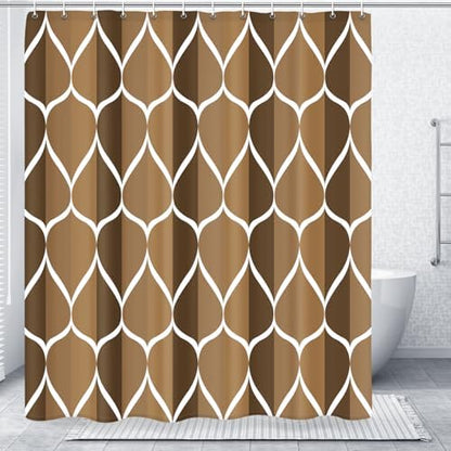 Gelbchu Geometric Shower Curtain for Bathroom, Brown, 72x72