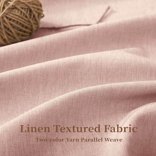 BTTN 54x78 Boho Scalloped Linen Textured Cloth Shower Curtain, Blush Pink