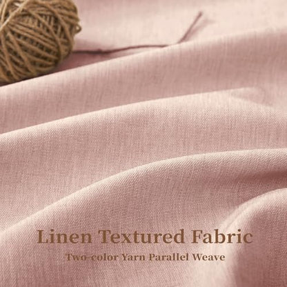 BTTN 54x78 Boho Scalloped Linen Textured Cloth Shower Curtain, Blush Pink