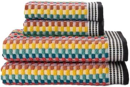 SKL Home Mid-Century Bath Towel Set-4pc, Premium 100% Cotton, Multi