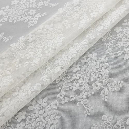 TUDECO Extra Long Ivory Lace Shower Curtain for Bathroom, 72W x 84L Inch