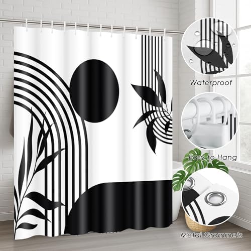 Bathroom Sets with Shower Curtain and Rugs, 4 Pcs, Boho Minimalist