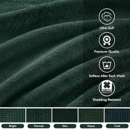 Madison Park 800GSM 100% Cotton Bathroom Bath Towel Set of 8, Dark Green