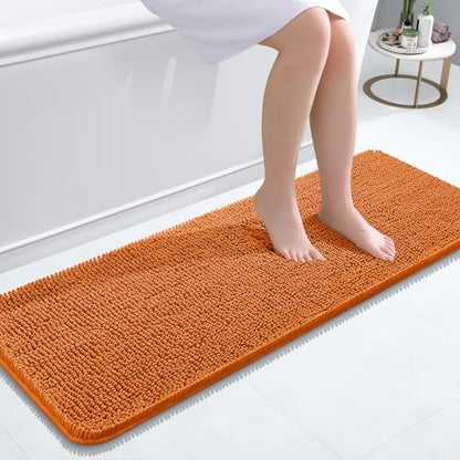 OLANLY Bathroom Runner Rugs 47x17, Extra Soft Absorbent Chenille Bath Rugs
