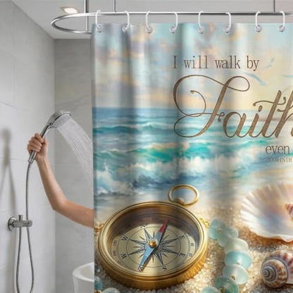 Luxury Ocean Aesthetic Shower Curtain Beach Nautical Funky Inspirational