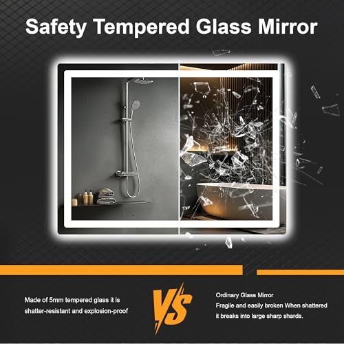 LED Bathroom Mirror with Lights, 30 x 40 Lighted Vanity Wall Mirror