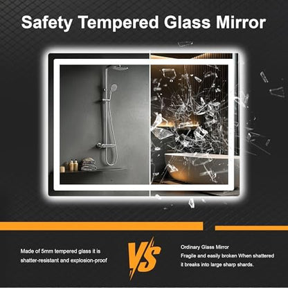 LED Bathroom Mirror with Lights, 30 x 40 Lighted Vanity Wall Mirror